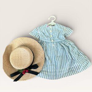 American Girl Pleasant Company Kirsten Summer Dress, Straw Hat STAIN